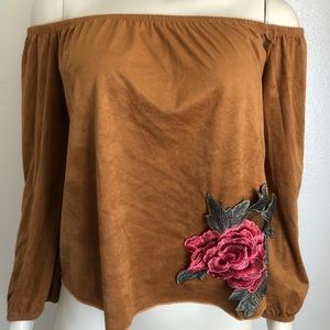 Fashion off shoulders Brown blouse